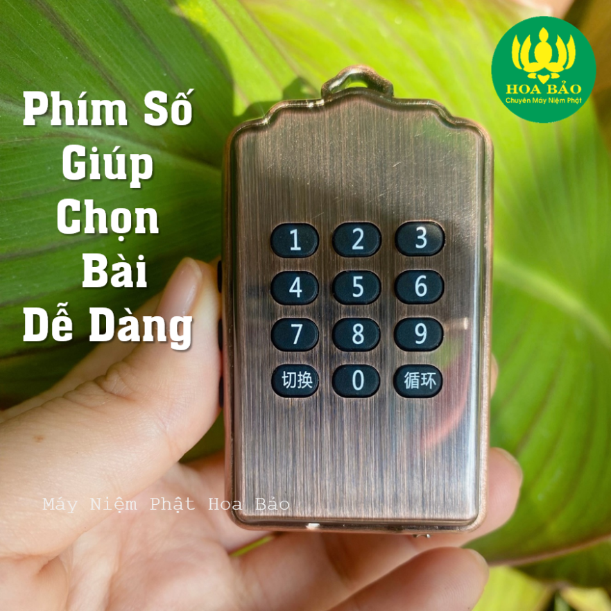 Máy Niệm Phật Mini có phím số - Pha Lê Đồng Siêu Đẹp, có sẵn 35 bài, khe cắm thẻ nhớ