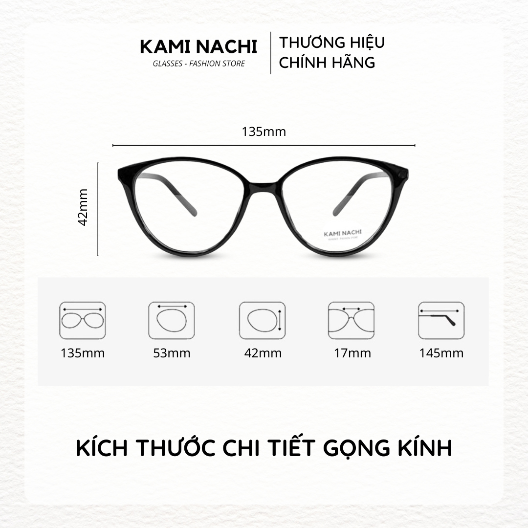 Gọng kính nhựa dáng mắt mèo KAMI NACHI phong cách tự do 2360