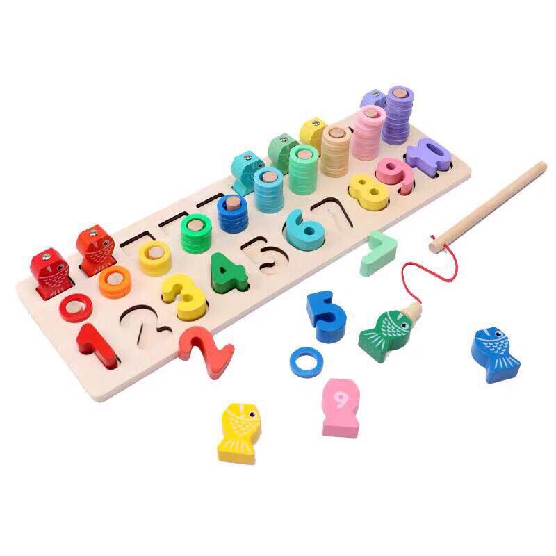 Set Đồ Chơi Gỗ Cho Trẻ Phát Triển Trí Thông Minh Và Học Âm Thanh: Câu Cá 3 In 1 Và Đàn Xylophone 8 Thanh