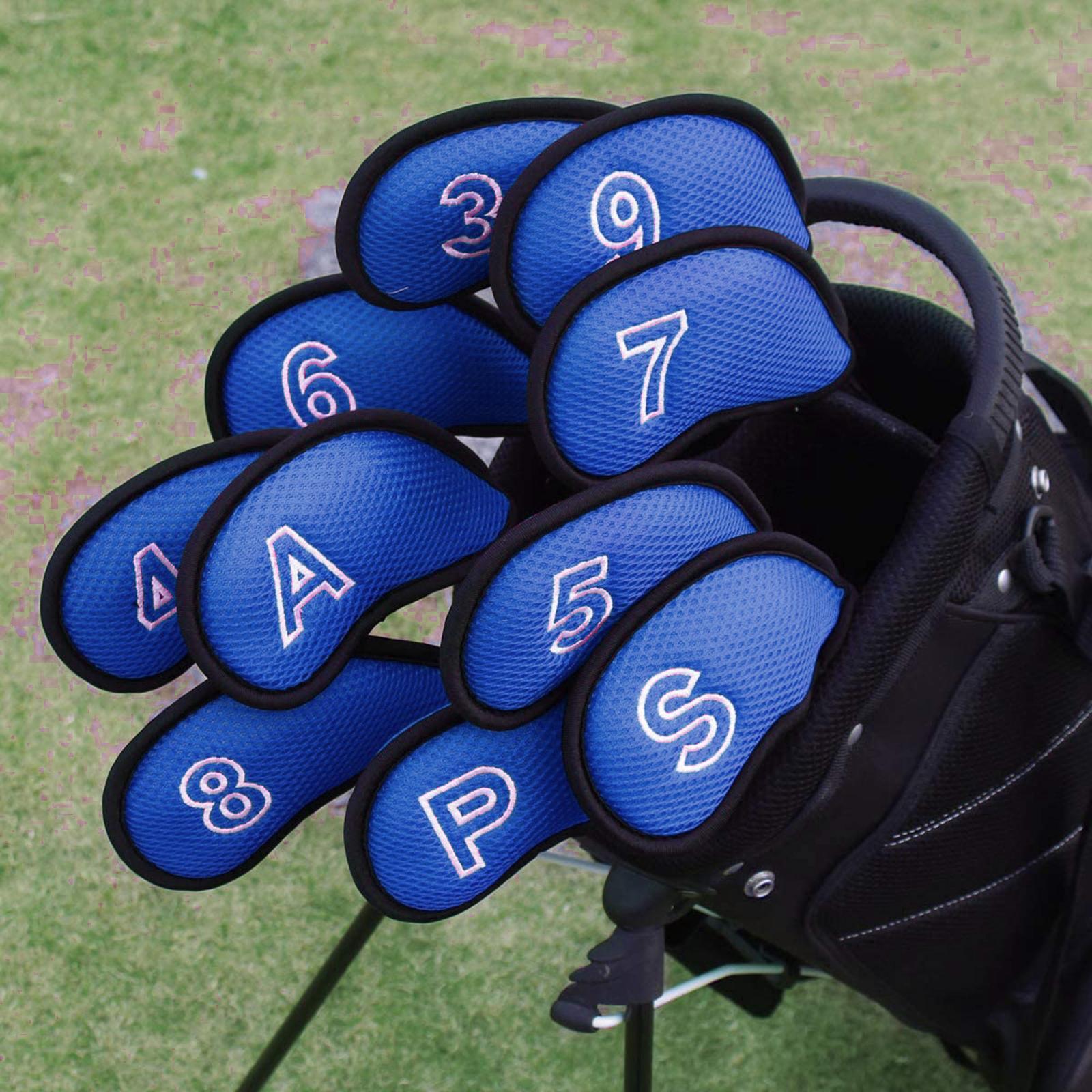 10Pcs/Pack Meshy Golf Iron Covers Set Headcover Fit Most Irons red