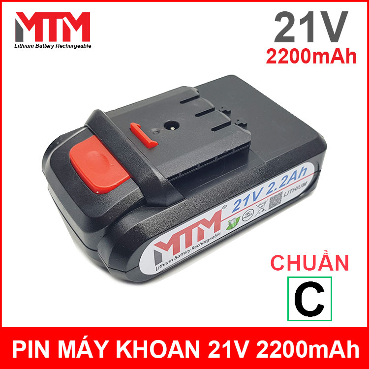 Pin máy khoan vít cầm tay 21V 2200mAh MTM chuẩn C kèm sạc chính hãng