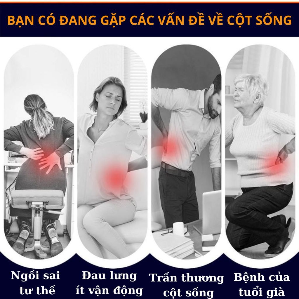Đai lưng cột sống thoát vị đĩa đệm cao cấp, Đai hơi kéo giãn cột sống định hình bảo vệ cột sống lưng chườm nóng hồng ngoại giảm đau thắt lưng hiệu quả - Hàng chính hãng