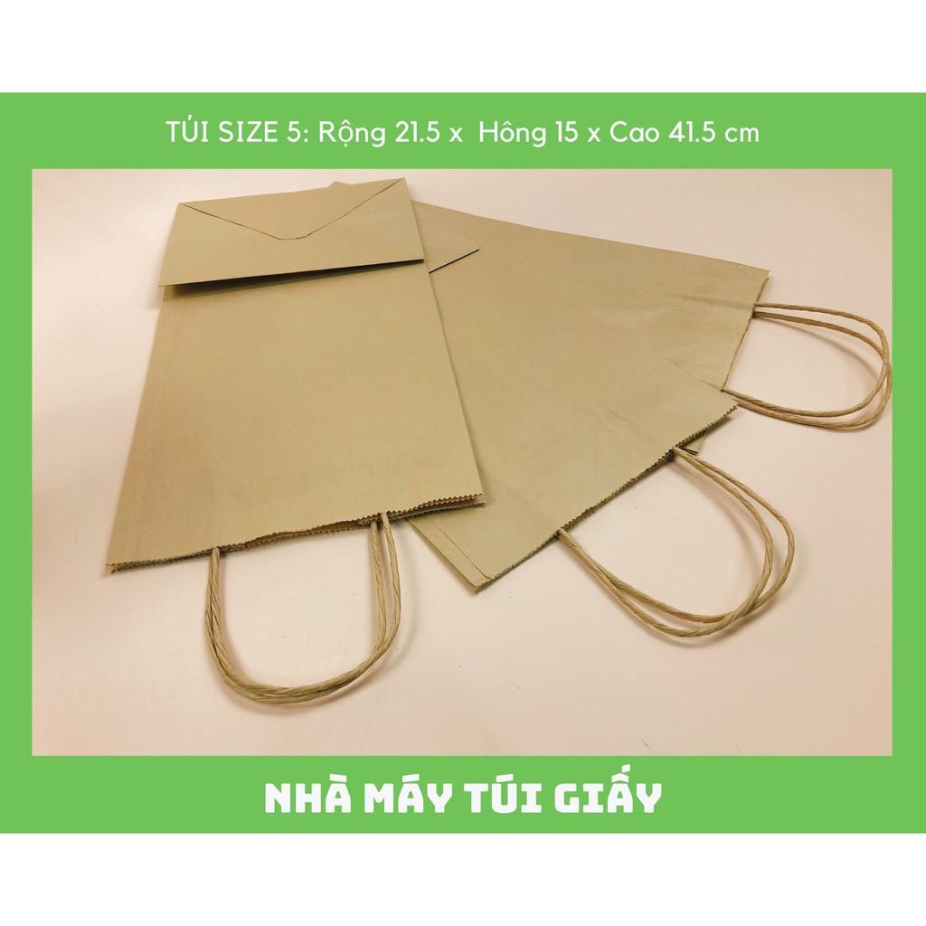 10 chiếc TÚI GIẤY KRAFT SIZE 5: 21,5x15x41,5cm CÓ QUAI