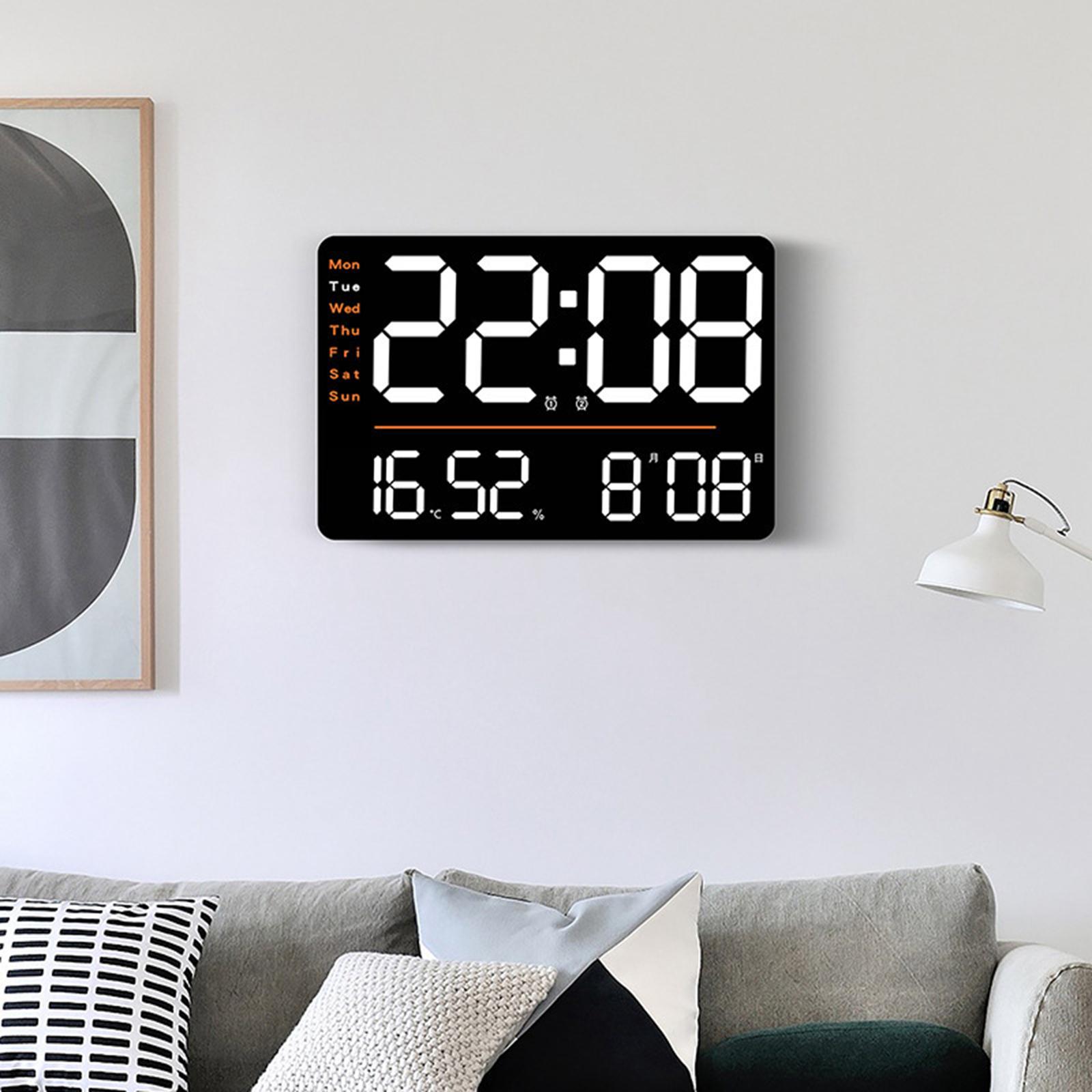 Digital Wall Clock Large Display Big Clock Wall Decor Decorations Rectangle Alarm Clock with Date LED Wall Clock for Bedroom