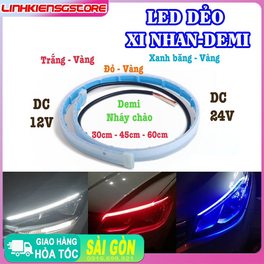 Đèn Led dẻo lắp demi xi nhan chạy đuổi kiểu Audi cho xe máy, ô tô - DC 12v