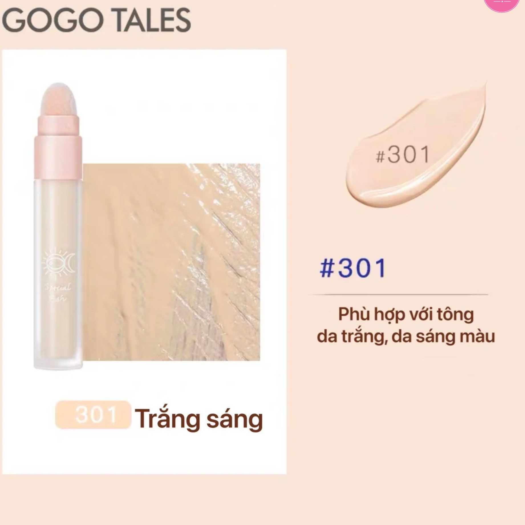 Che khuyết điểm 2 đầu Gogo Tales Moisturizing Traceless Concealer