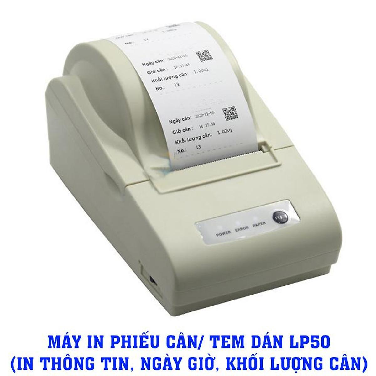 Bộ sản phẩm cân điện tử đếm ALC 6kg/0.2g và máy in bill hoặc tem dán LP50, in thông tin theo dõi, bán hàng