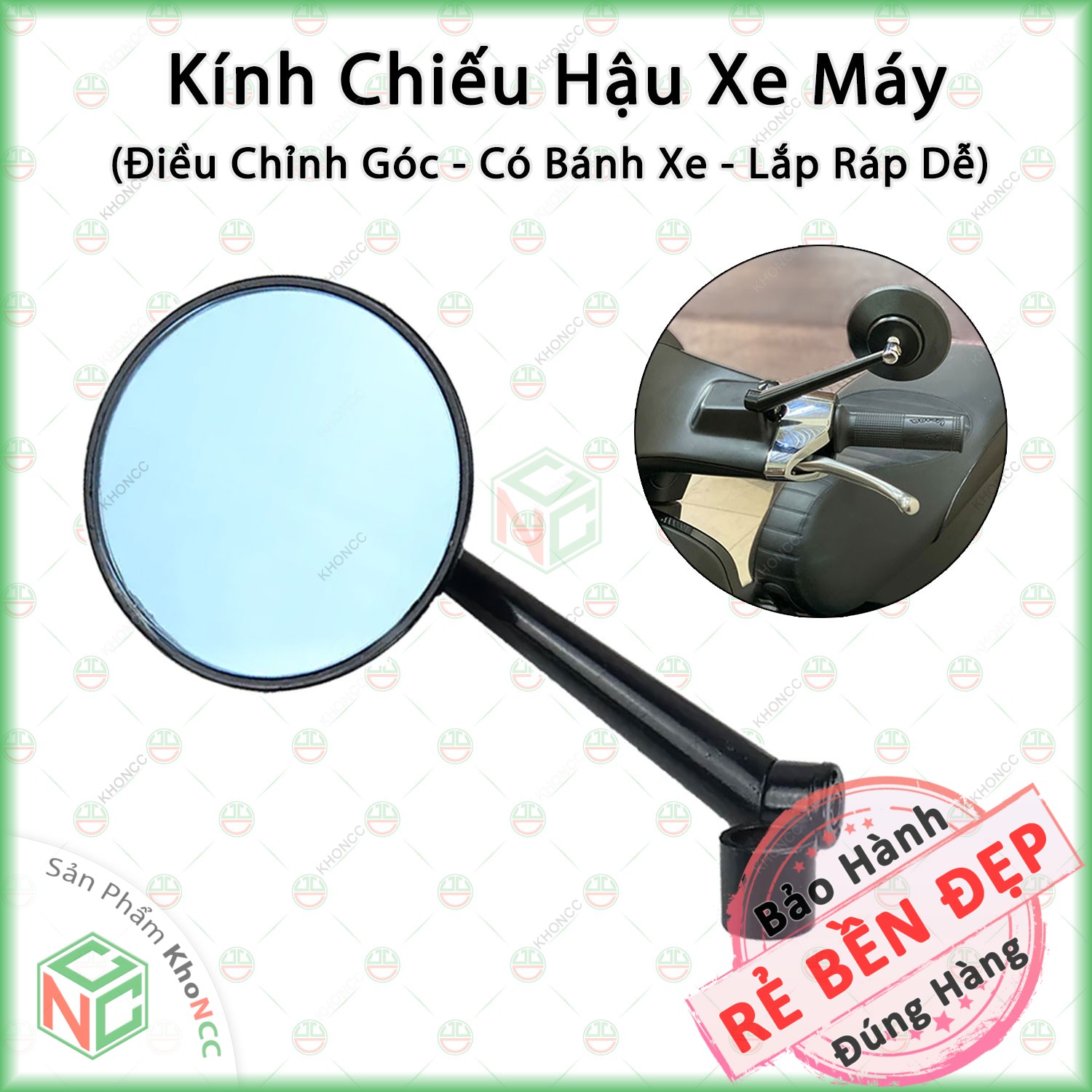 (Đồng Hành) Gương Kính Chiếu Hậu Xe Máy Hình Tròn KhoNCC Hàng Chính Hãng - Tối Ưu Tầm Nhìn Tự Tin An Toàn Trên Mọi Nẻo Đường - KLM-KCHXMT