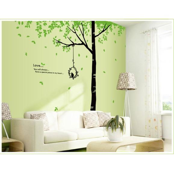 Decal trang trí tường - Cây xanh vòng nguyệt quế lớn LOVE...