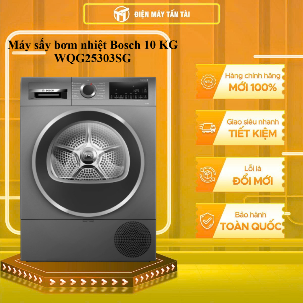WQG25303SG - Máy sấy bơm nhiệt Bosch 10 KG WQG25303SG - HÀNG CHÍNH HÃNG - GIAO HCM