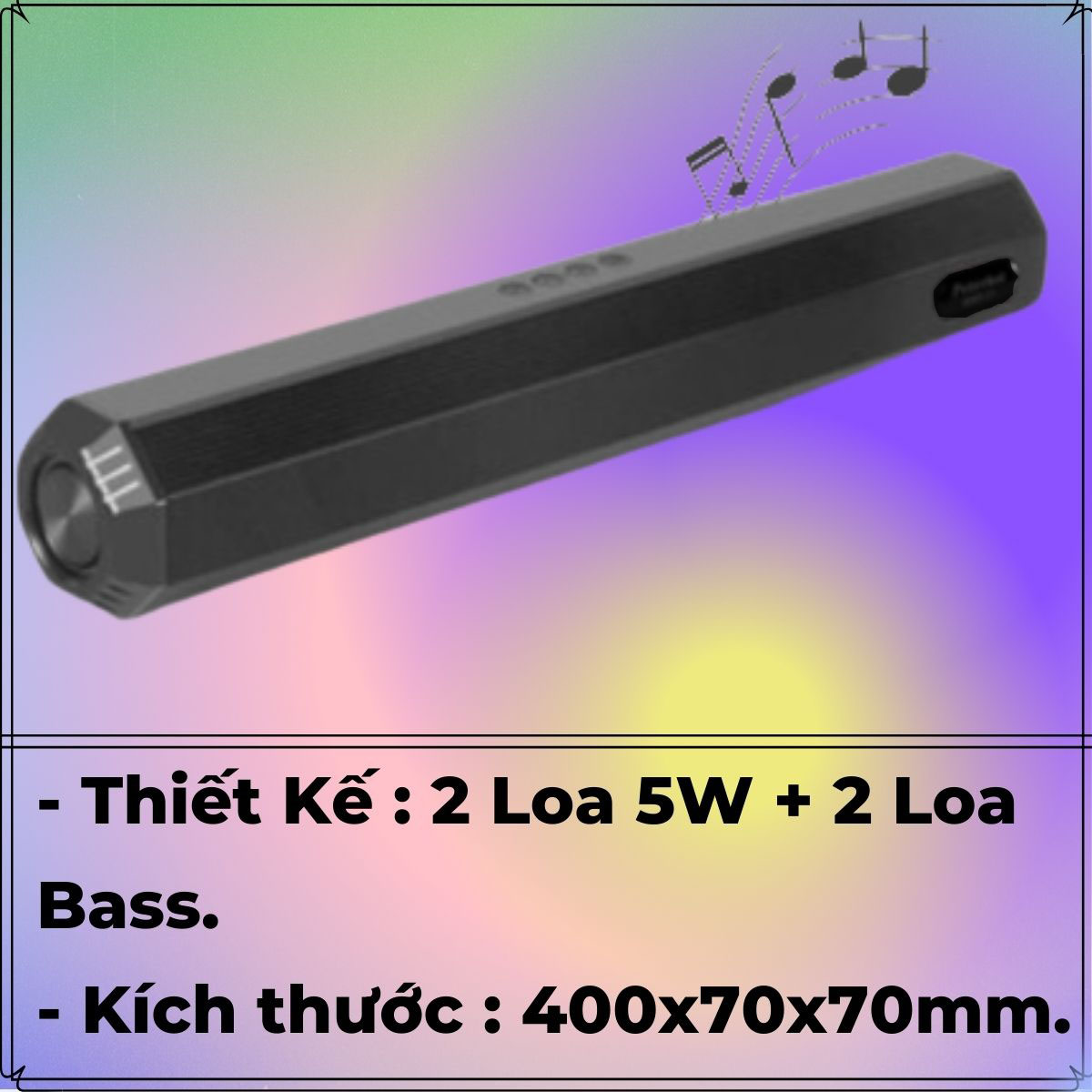 Loa Bluetooth A21 Nghe Nhạc 2 Loa 5W Công Suất Lớn + 2 Bass, Pin 1200mAh, Bass Mạnh, Hỗ Trợ Khe Cắm Thẻ Nhớ, USB, Đài FM