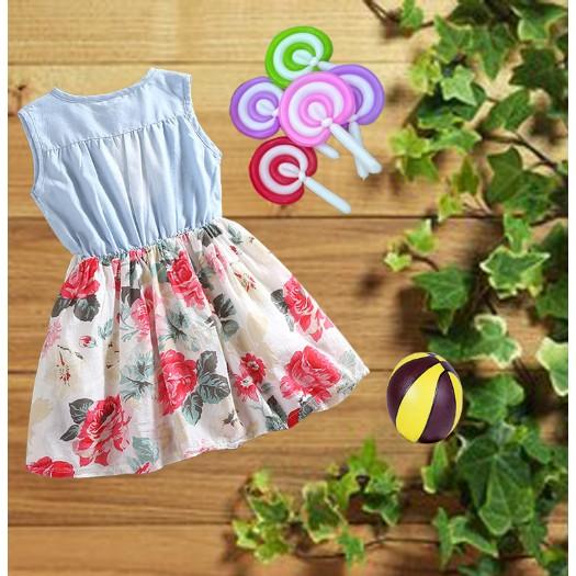 Váy bé gái họa tiết hoa hồng 1- 7 tuổi