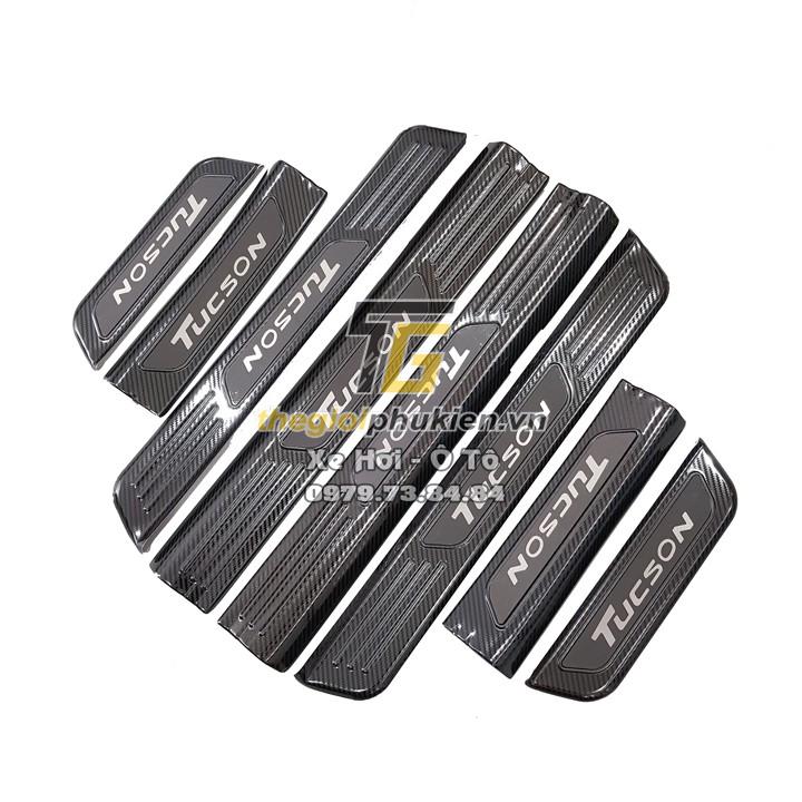 Bộ Ốp bậc cửa, Nẹp bước chân Hyundai Tucson 2016-2020 vân Carbon