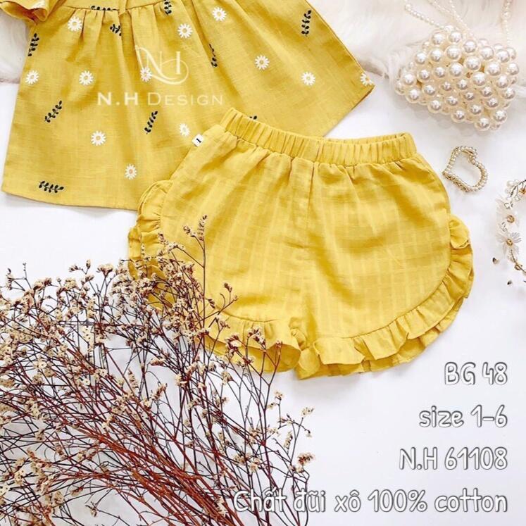 Bộ đũi cho bé 9m-5 tuổi sát nách cánh tiên kèm băng đô, Bộ hè bé gái vải nhẹ thoáng mát