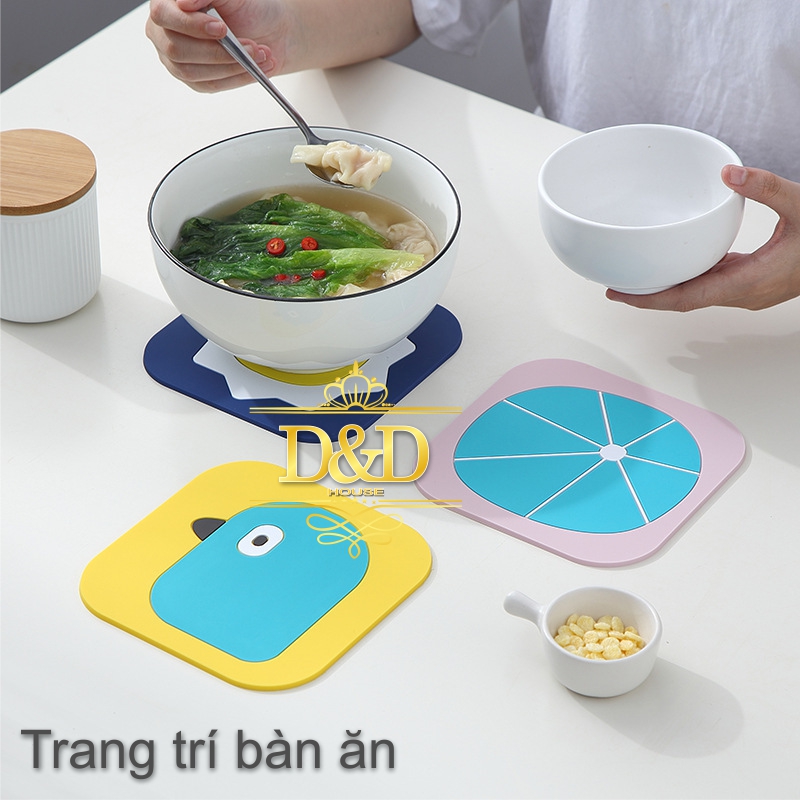 Tấm lót nồi, lót ly bằng nhựa dẻo họa tiết dễ thương