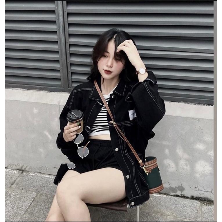 Áo sát nách, Áo ba lỗ kẻ đuôi tôm hai màu đen trắng bo viền hàng đẹp phong cách Hàn Quốc freesize PHULA
