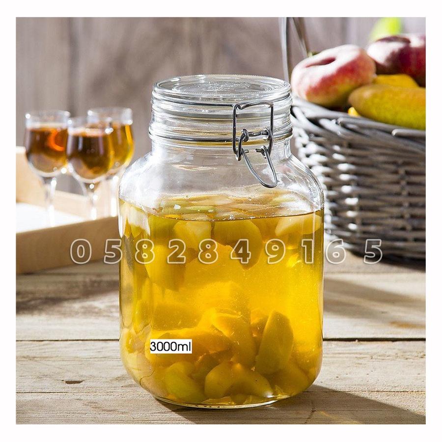 ITALY-Hủ thủy tinh lớn làm kombucha, đựng hạt, ngũ cốc, muối dưa nắp cài kín hơi FIDO - Bormioli Rocco - 3L