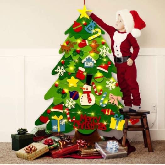 Cây thông Noel treo tường bằng vải dạ vải nỉ trang trí Giáng sinh