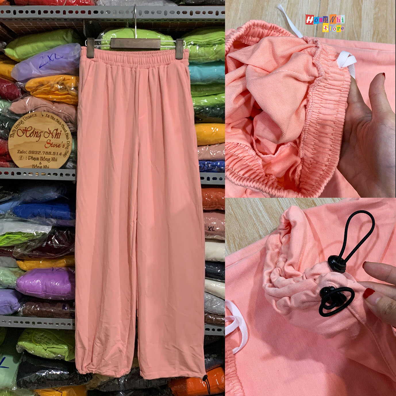 Quần Jogger Basic Ulzzang Unisex Jogger Trơn Dây Rút Lai Ống Rộng Màu Hồng Nhạt - MM