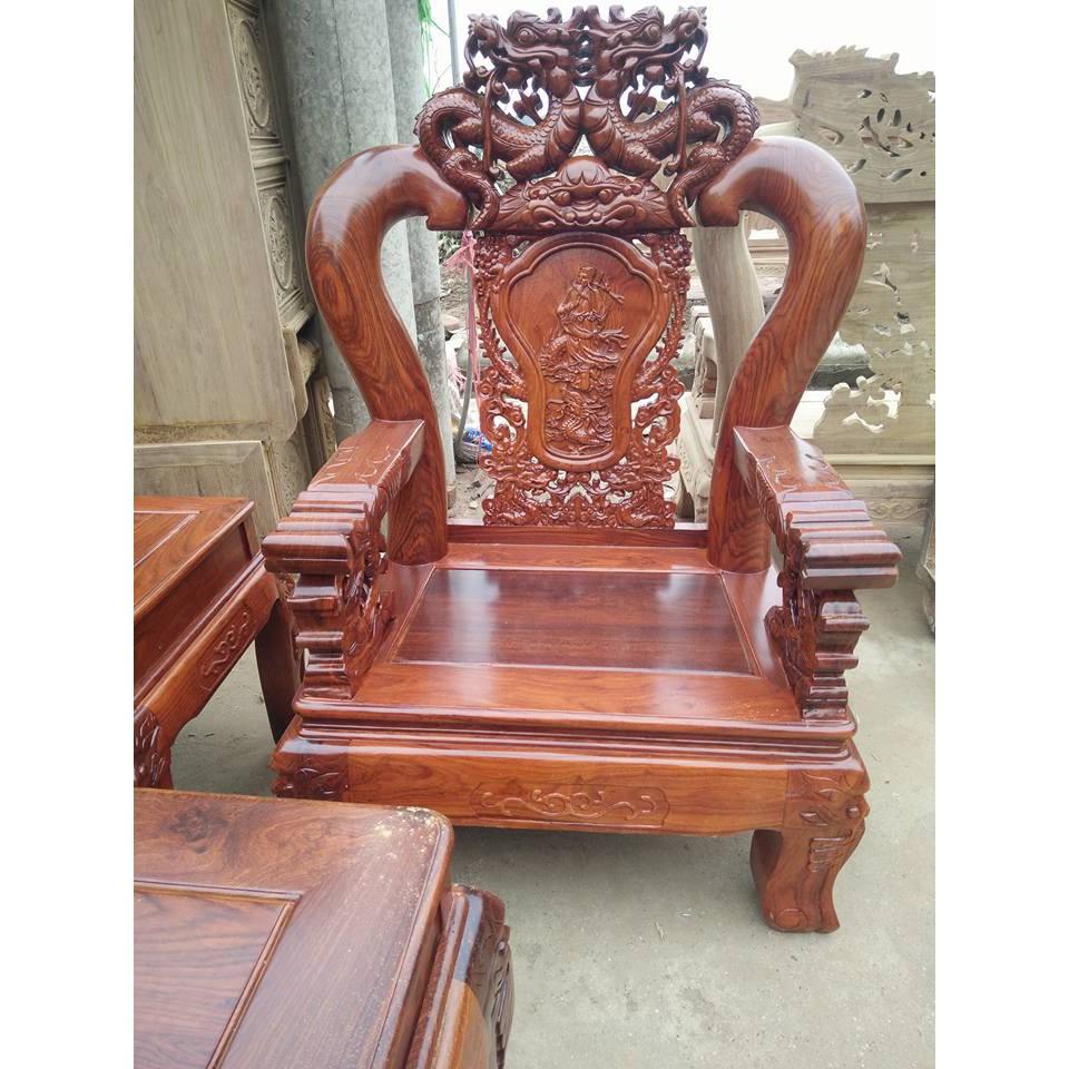 Bộ Bàn Gỗ Phòng Khách Rồng Bát Tiên Gỗ Hương Vân