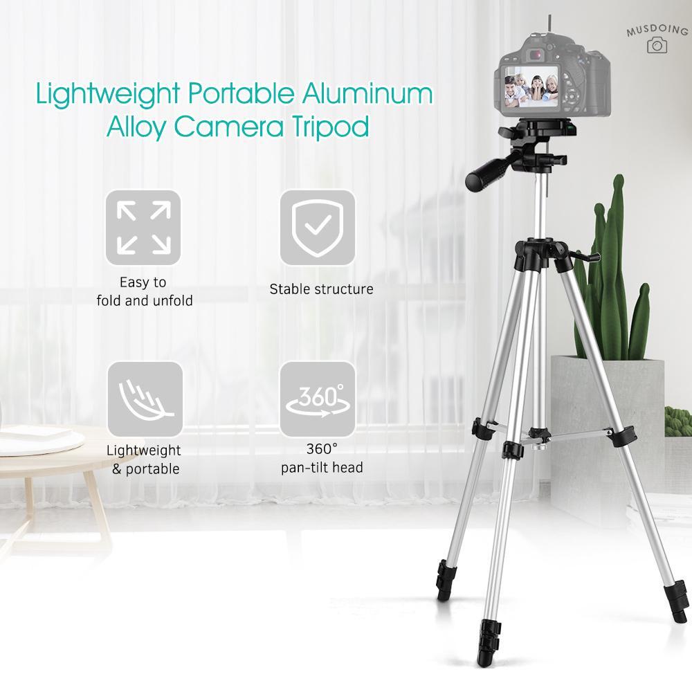 Gậy Ba Chân Bằng Hợp Kim Nhôm Chịu Lực Tối Đa 2.5kg Kích Thước 46inch / 118cm Cho Máy Ảnh Canon Nikon Sony Dslr Ildc Dvs