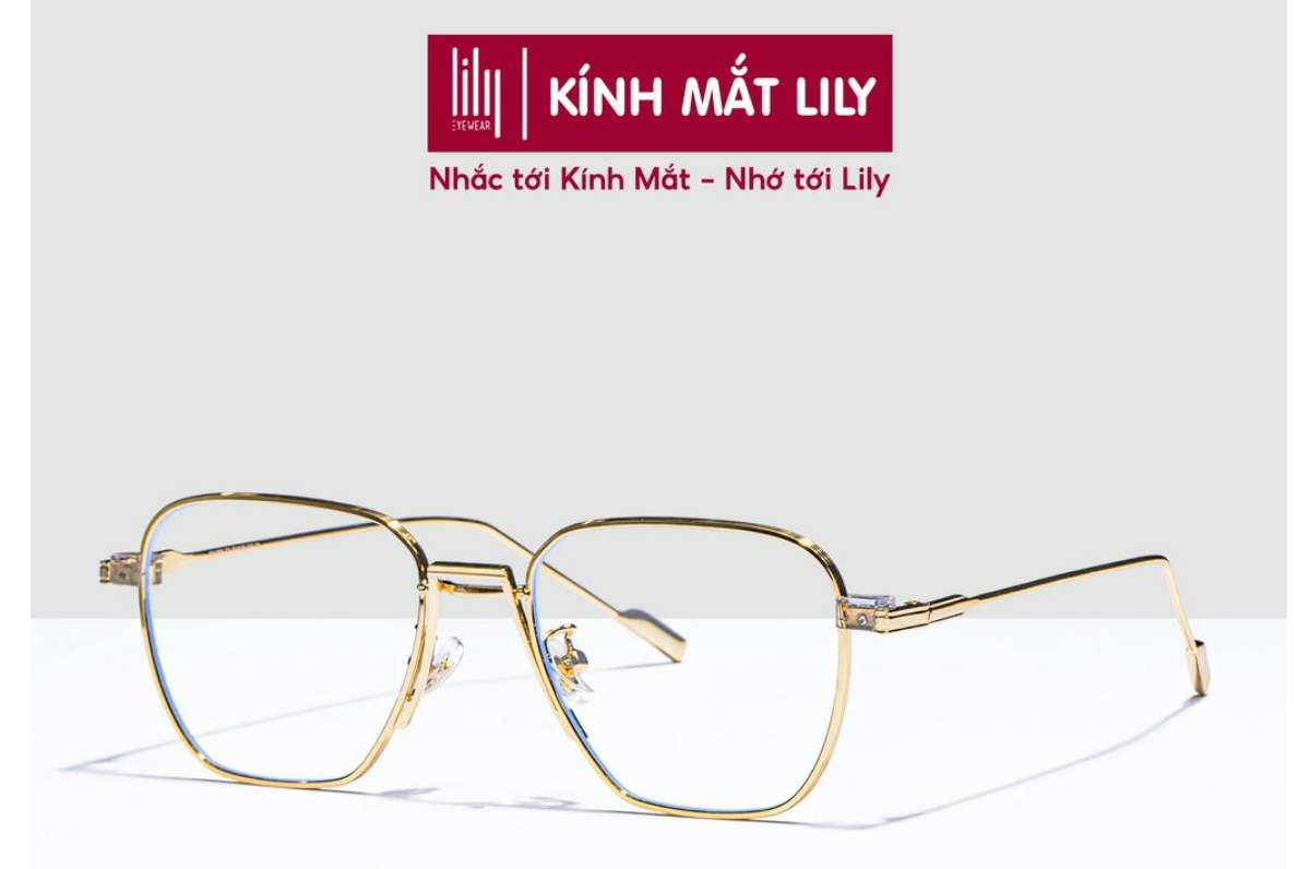 Kính gọng vuông nam nữ LILYEYEWEAR chất liệu kim loại mắt chống ánh sanh xanh kiểu dáng Hàn Quốc 31756