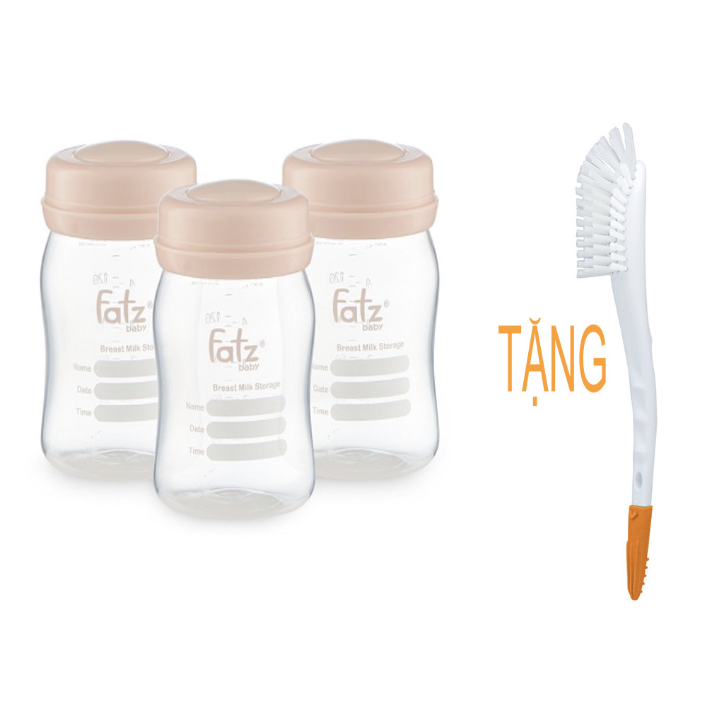 BỘ 3 BÌNH TRỮ SỮA FATZ BABY TẶNG KÈM CHỔI CỌ UPASS