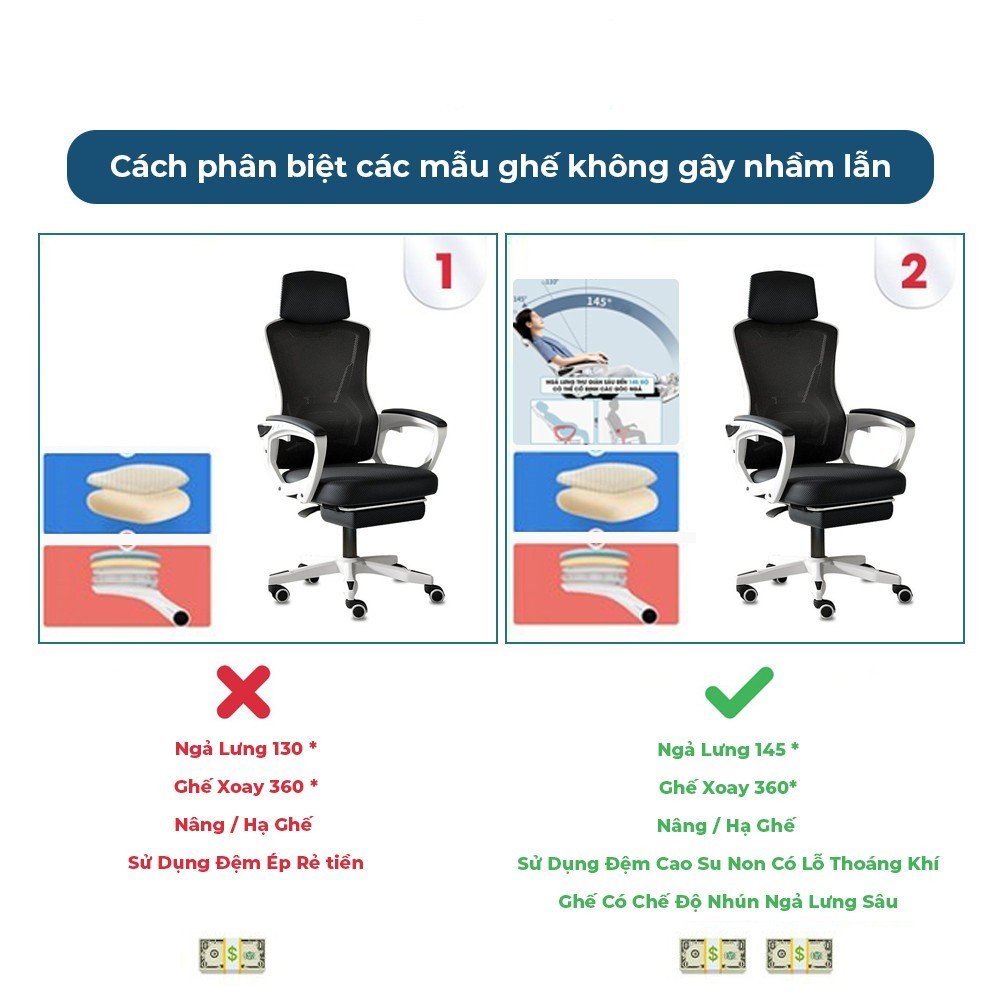 Ghế Xoay Văn Phòng Công Thái Học Ergonomic Có Ngả Lưng Gác Chân TANNI Premium 02 Plus, Ghế Xoay Gaming Cao Cấp Nhập Khẩu