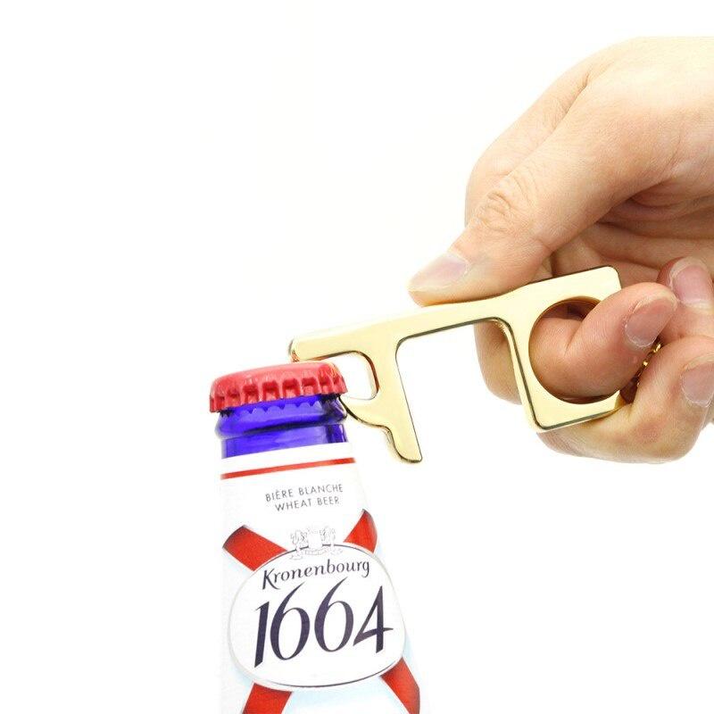 Key Shaped Bottle Opener Keychain Stainless Steel Key Ring Beer Bottle Opener Non-contact Switch Door Corkscrew Bar Tools