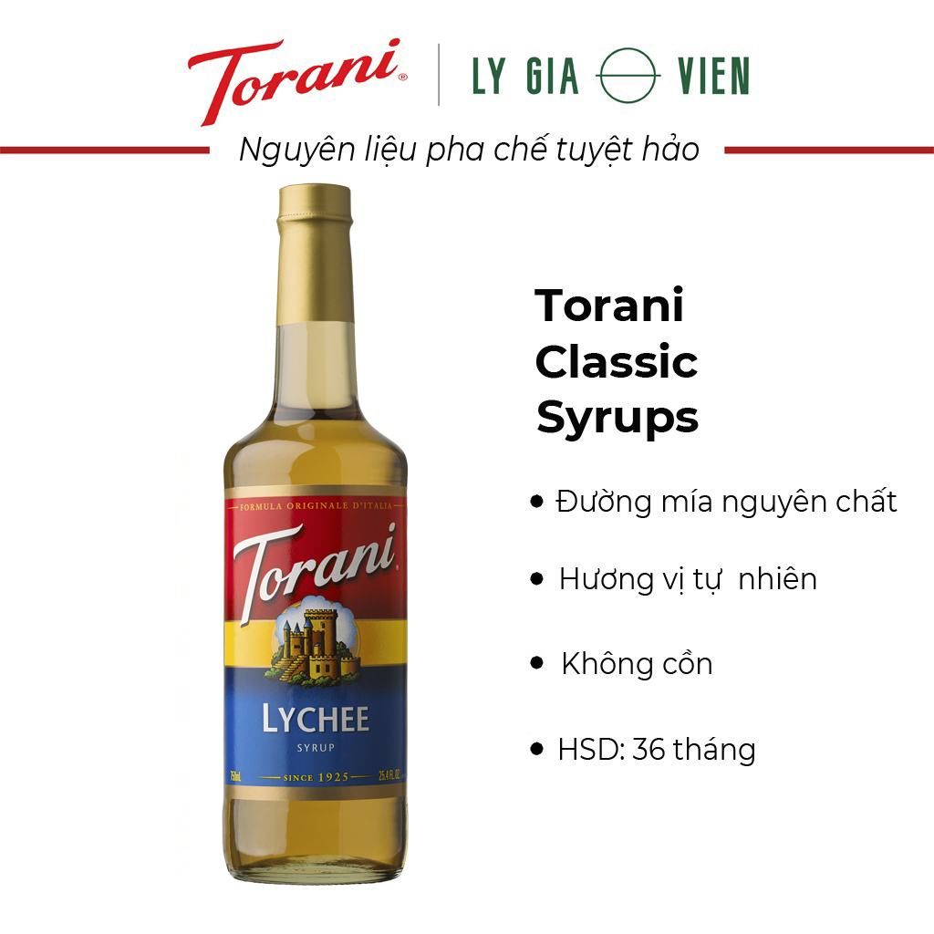 Siro Pha Chế Vị Vải Torani Classic Lychee Syrup 750ml Mỹ