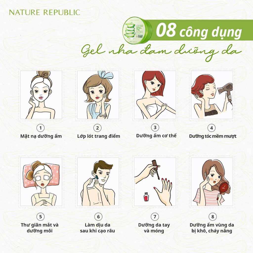 Nature Republic Kem dưỡng da Soothing & Moisture Aloe Vera 92% Soothing Gel 300ml