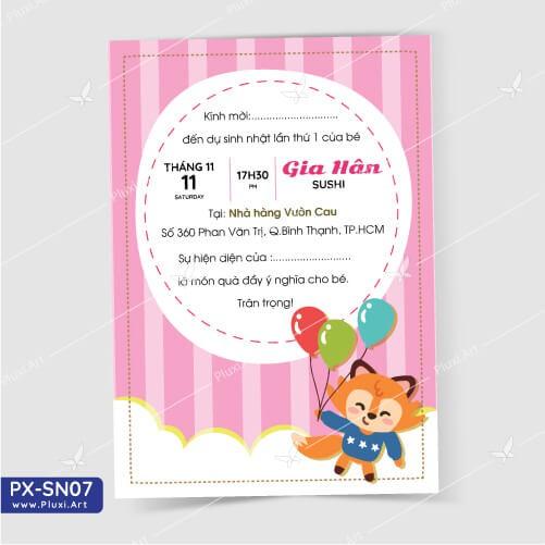 Thiệp thôi nôi – sinh nhật theo yêu cầu Pluxi