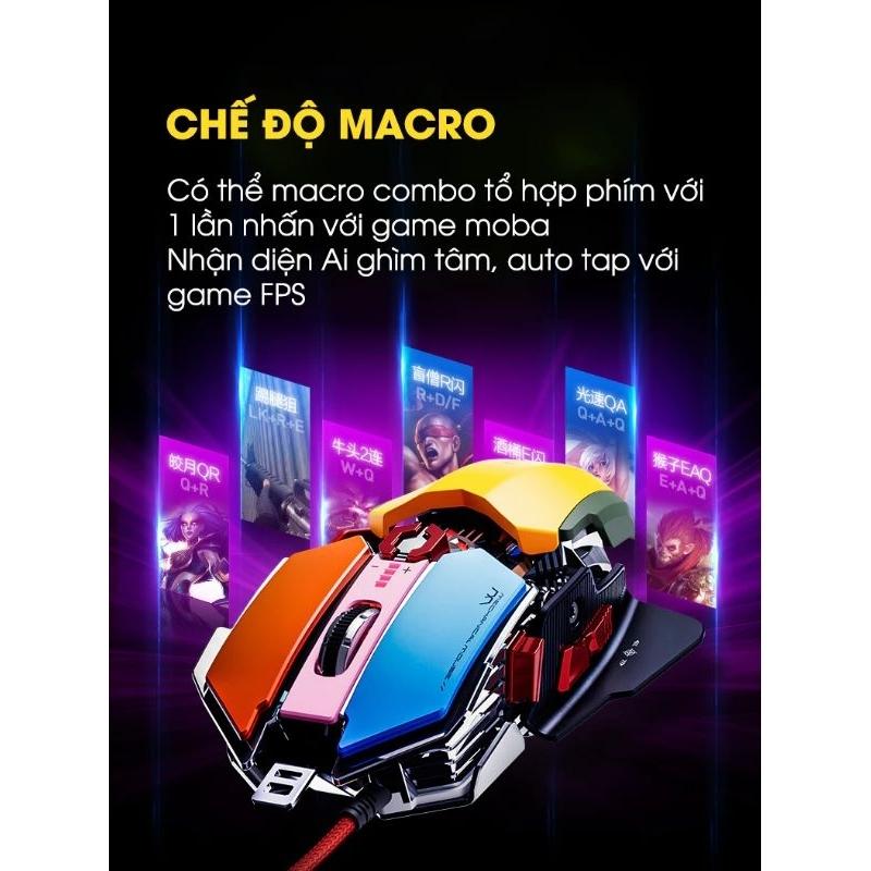 Chuột máy tính gaming TEKKIN INPHIC PG6 có dây 12800 DPI 9 nút - hàng nhập khẩu