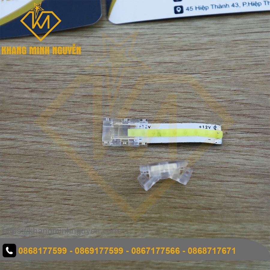 Đầu nối LED, kẹp nối LED chuyên dụng cho led dây COB, led dây 2835 180 led/mét - 240 led/mét 2pin - nối thẳng, size 10mm