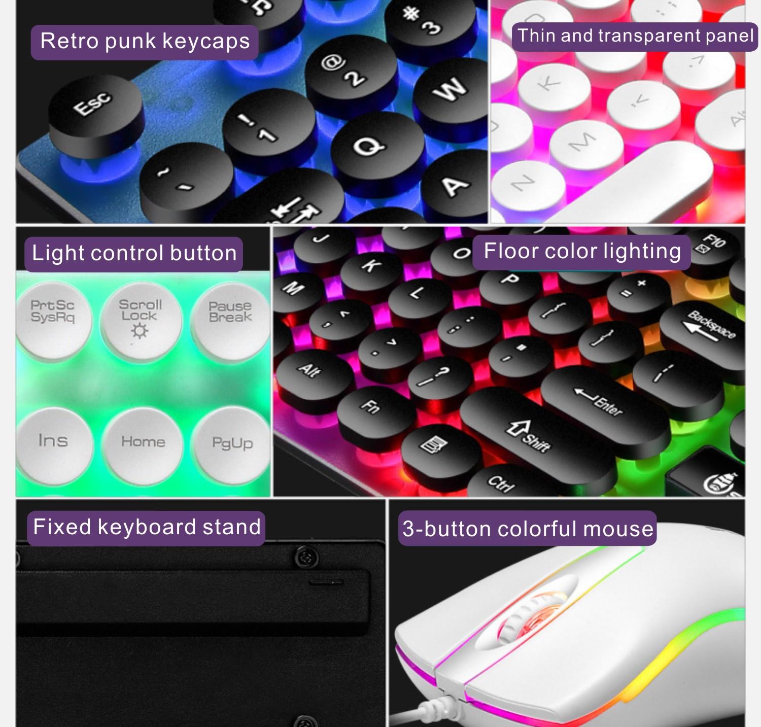 Game Thủ Bàn Phím Chuột Bàn Phù Hợp Với Bộ USB Có Dây LED Nền RGB Đình Chỉ Punk Nút Bàn Phím Và Chuột Cho Máy Tính máy Tính
