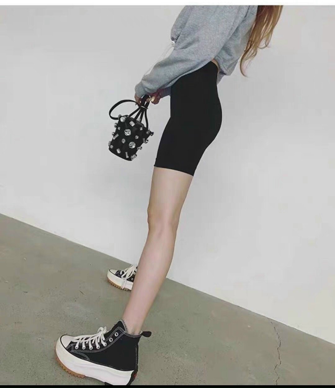 Quần legging lửng vải cotton cao cấp - quần biker nữ đùi ngố đồ ôm bụng nâng mông siêu co giãn 4 chiều