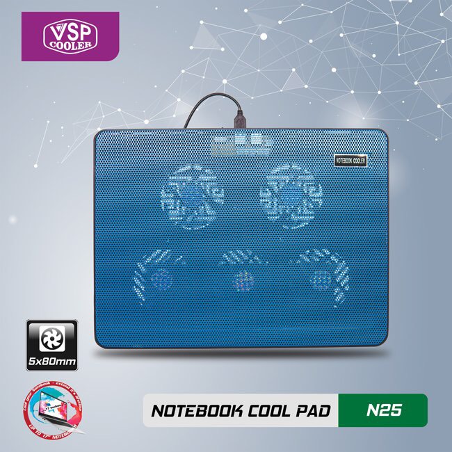 ĐẾ TẢN NHIỆT VSP COOLER N25 (5*Fan 8cm) - giao ngẫu nhiên - hàng nhập khẩu