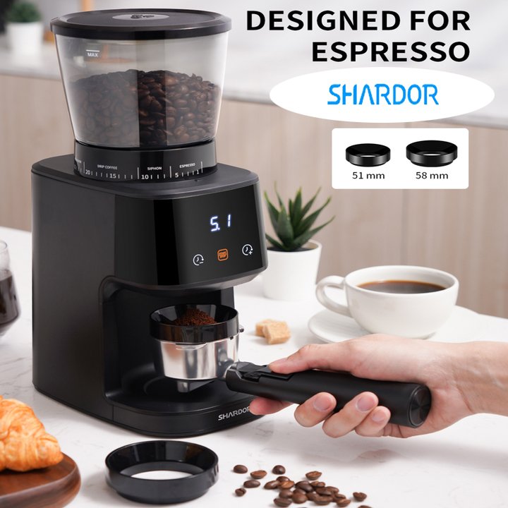 Máy xay hạt cà phê Espresso cao cấp Shardor BDCJ015 có Bảng điều khiển kỹ thuật số - Tích hợp 31 chế độ xay hạt cà phê - HÀNG NHẬP KHẨU