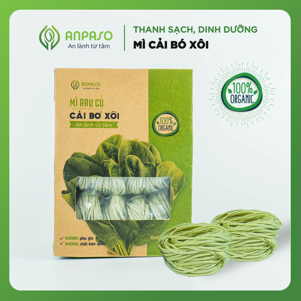 Mì Rau Củ Vị Cải Bó Xôi Organic Anpaso 300g