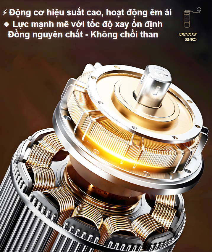 Máy xay hạt cà phê cầm tay kèm pin 60 cấp độ xay 2 trong 1 thương hiệu Mỹ HiBREW G4C - Dung lượng pin 980mAh - Hàng chính hãng