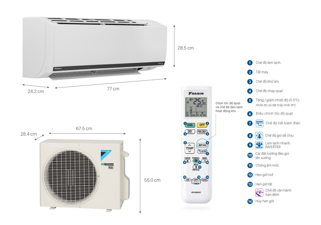FTKB35XVMV - Máy lạnh Daikin FTKB35XVMV Inverter 1.5Hp model 2023 - Hàng Chính Hãng - Giao HCM