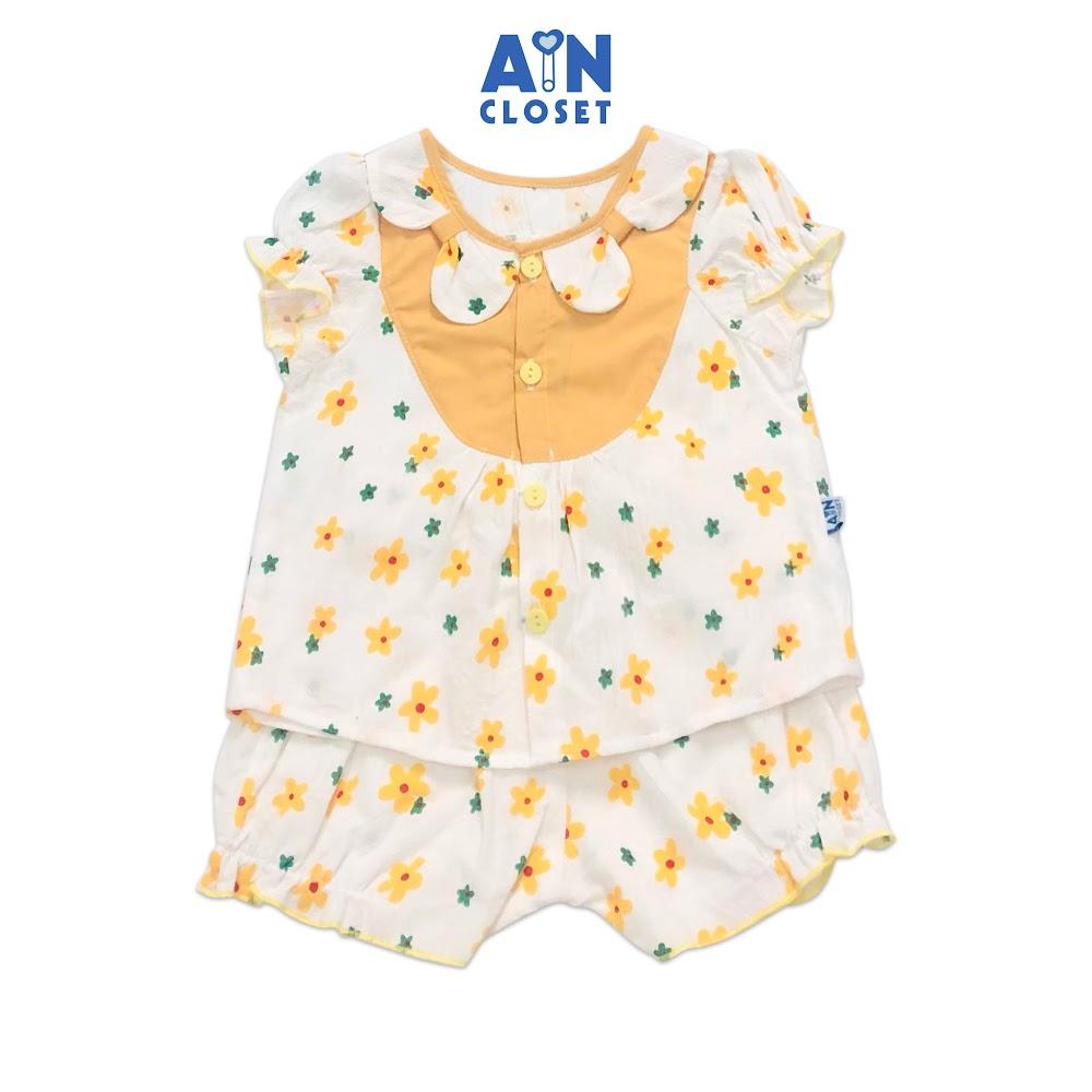 Bộ quần áo ngắn bé gái họa tiết Hoa Huỳnh anh vàng cara - AICDBGH2S82F - AIN Closet