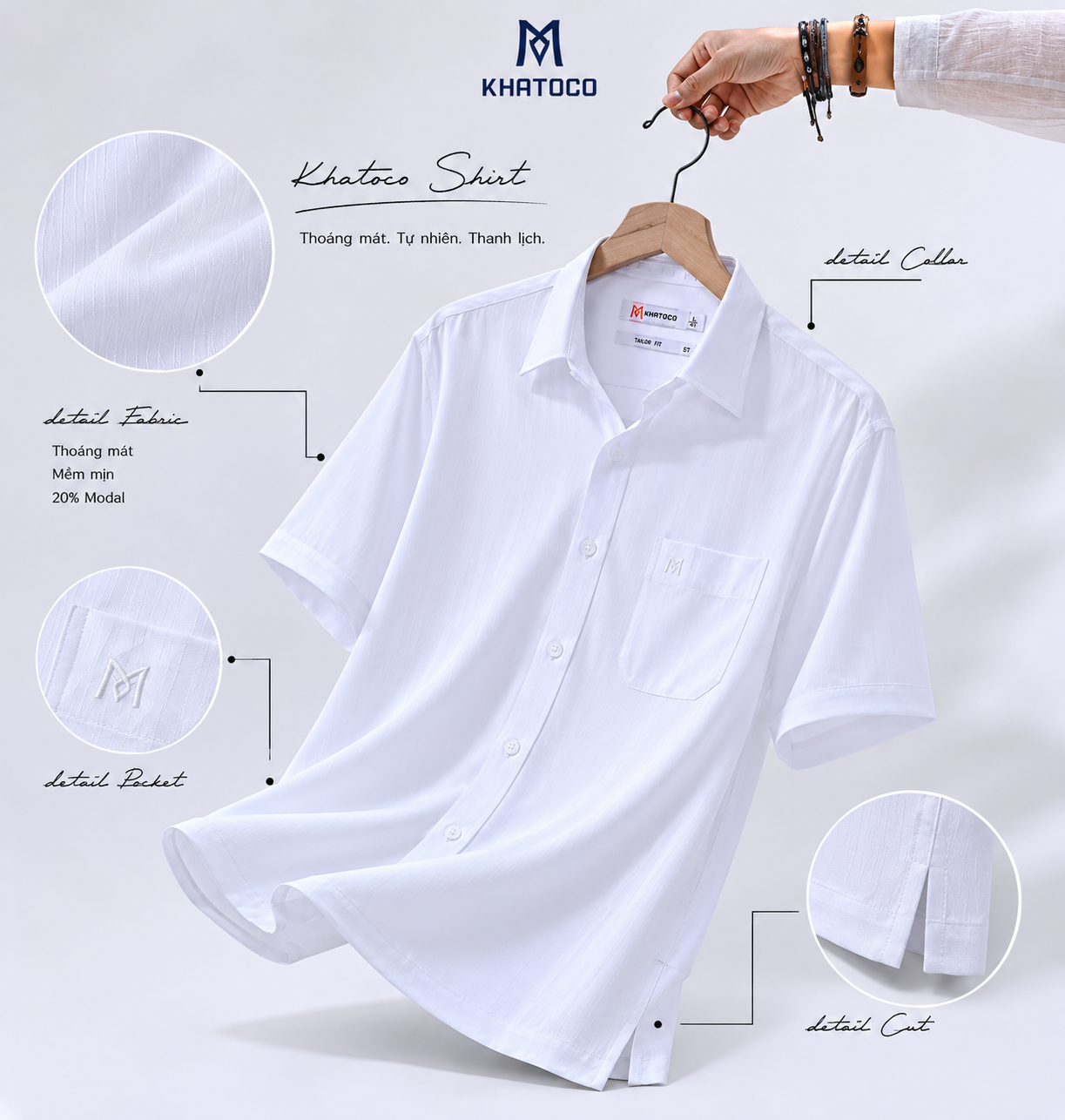 Áo sơ mi Khatoco tay ngắn (L,XL)
