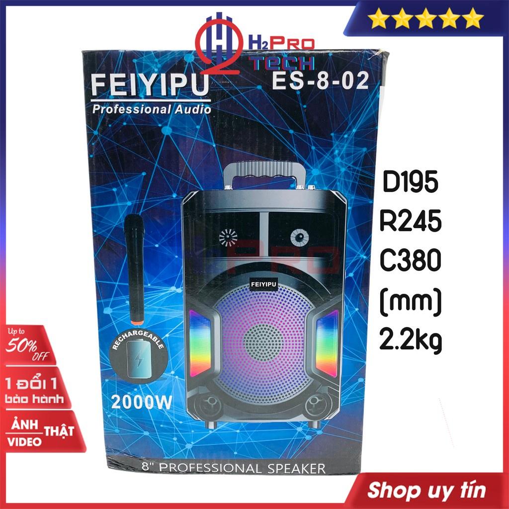 Loa Bluetooth Karaoke, loa hát karaoke mini FEIYIPU ES-8-02 bass 20-300W cao cấp-led 7 màu, Tặng 1 Mic Ko dây-Shop H2pro