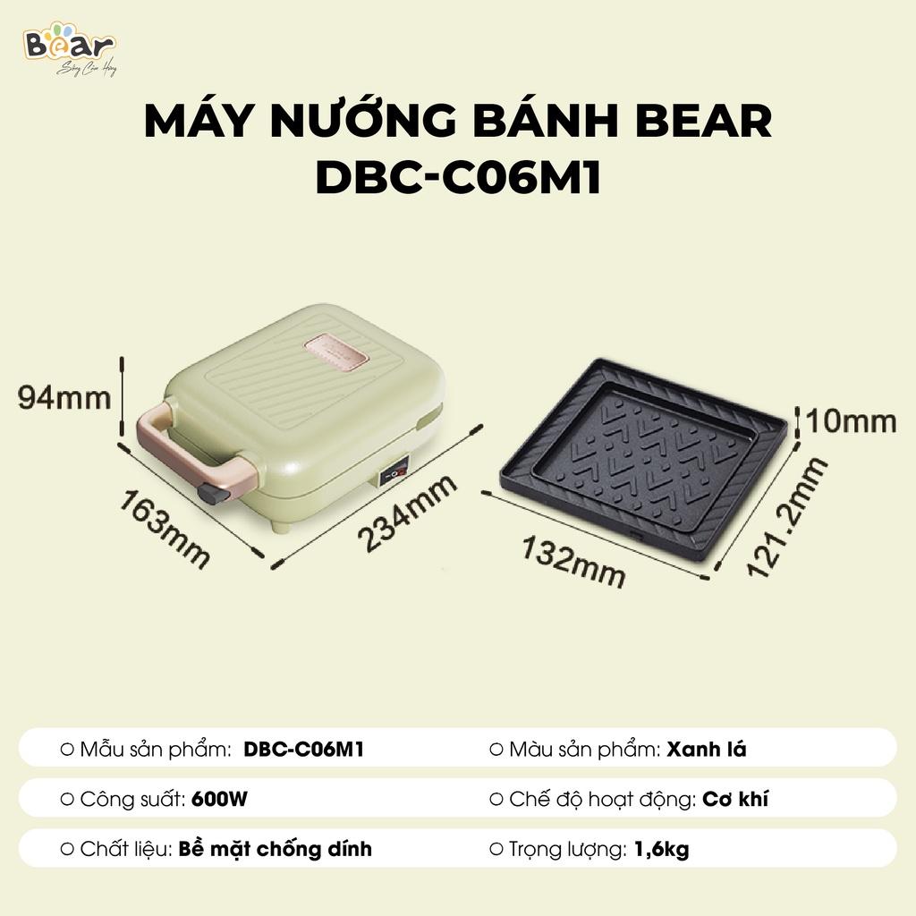 Máy Làm Bánh Waffle Nướng Bánh Đa Năng Bear Nướng Bánh Sandwich, Waffle Rán Trứng Xúc Xích DBC-C06M1 - Hàng Chính Hãng Bảo hành 18 Tháng