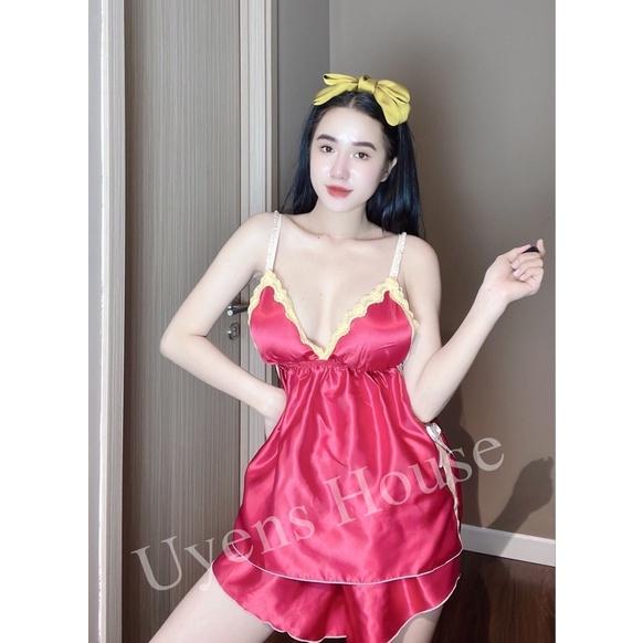 Đồ ngủ sexy, Đồ ngủ bigsize 2 dây dễ thương có mút ngực chất phi hai dây chất mịn quyến rũ, 5