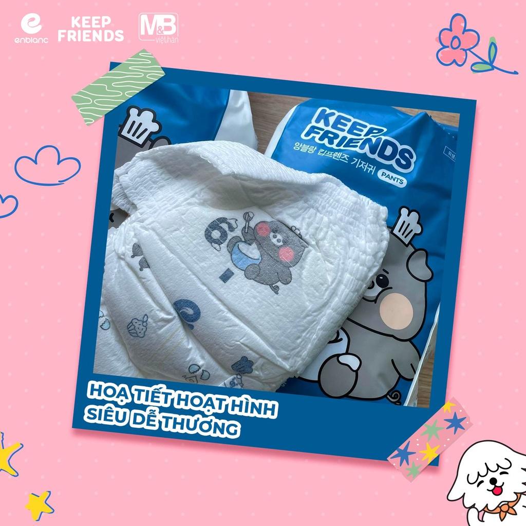 ( Tặng Khăn Mini ) Tã Bỉm Quần Hàn Quốc Enblanc Keep Friends Cho Bé Trai Size XXL (Trên 15kg) Mỏng Nhẹ, Thấm Hút Tối Ưu