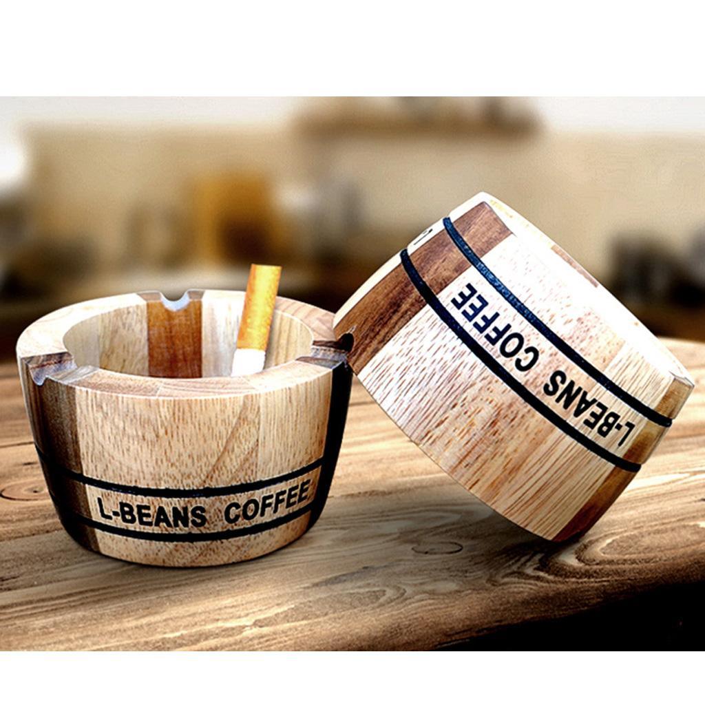 Wood Round Design Cigarette Cigar Tabletop Ashtray For Home/Office/Travel