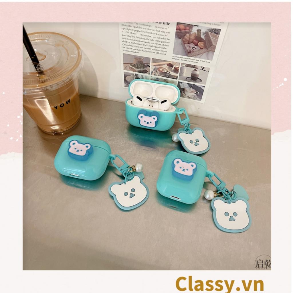 Móc khóa mặt gấu nhựa Classy đính kèm trái tim dễ thương PK1541