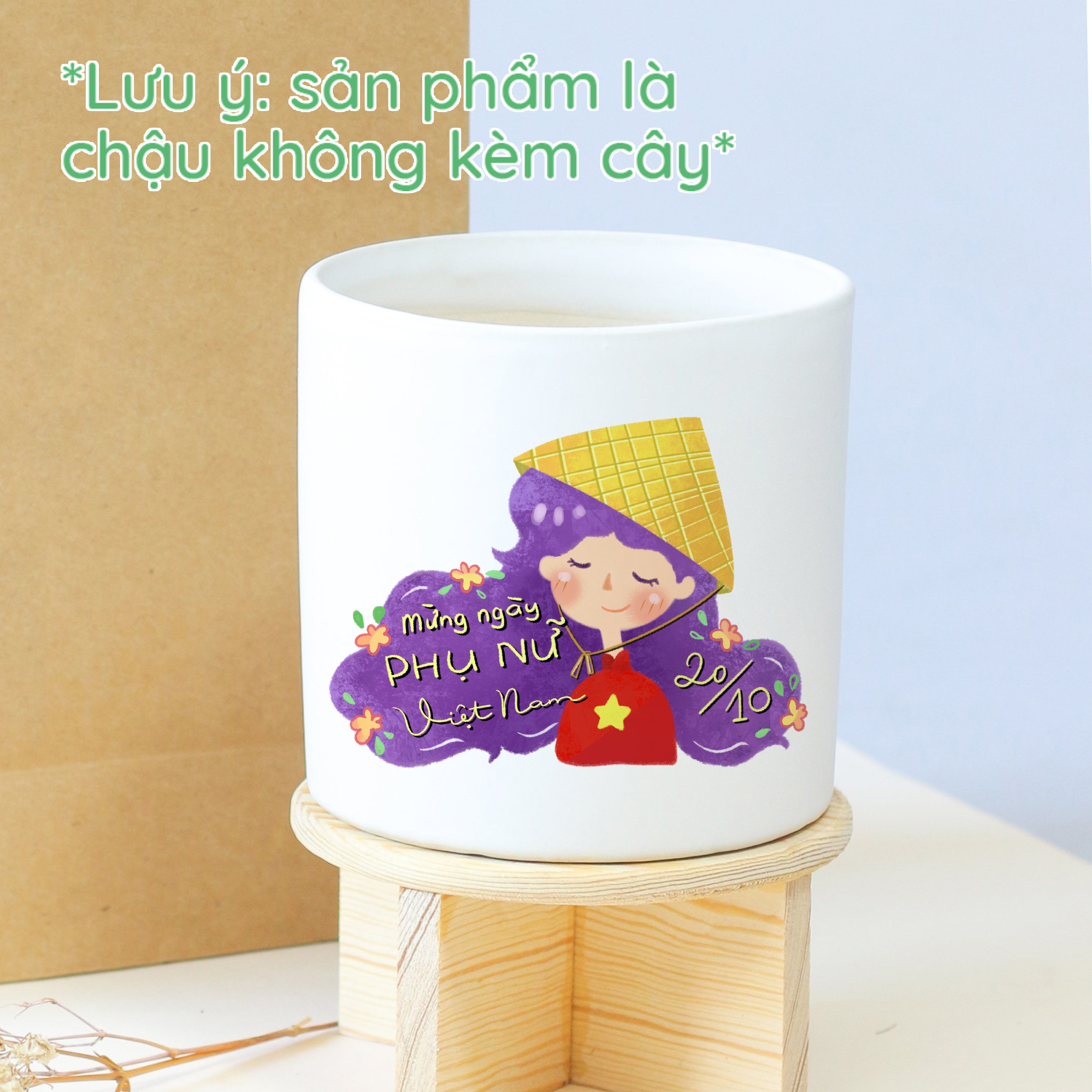 Chậu cây in quà tặng Ngày Phụ Nữ Việt Nam 20/10 - KHÔNG KÈM CÂY XANH